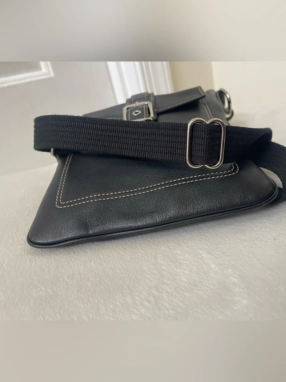 Coach Black Leather Crossbody Bag with Silver Hardware